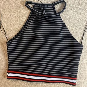 DYNAMITE Striped Crop Top